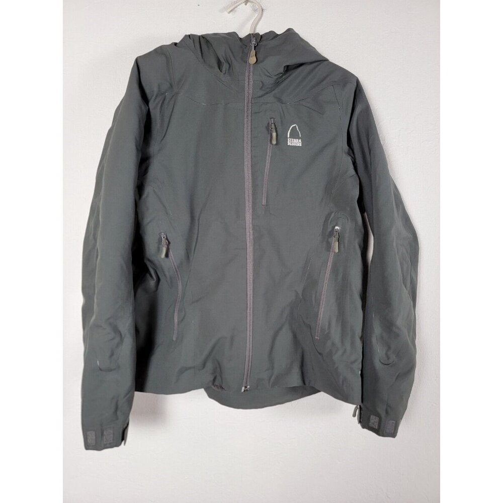 Sierra Designs Unisex Storm Jacket Size Medium Gray Zip-Front Hooded Rain Coat